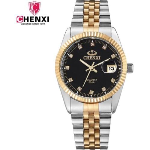 NATATE Men Business Fashion Brand CHENXI Men Watch Intermetallic gold Stainless Steel Quartz Wrist Watch Waterproof Watch 0140