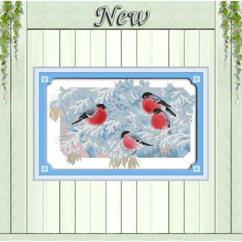 Cold morning bird,counted printed on canvas DMC 11CT 14CT Cross Stitch kit,needlework Set DIY embroider,winter animal Home Decor