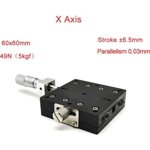 X Axis 60x60mm Precision Manual Linear Stages Cnc Guide Rail Sliding Table PLX60-L/C/R Linear Rail