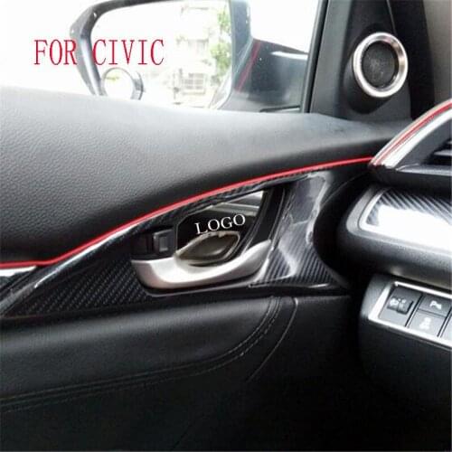 FIT FOR HONDA CIVIC 2016 2017 10TH STAINLESS STEEL INTERIOR DOOR HANDLE BOWL TRIM PAD STICKERS CAR STYLING 4PCS/SET