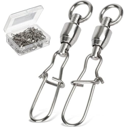 DONQL 10/20/50pcs Strong Ball Bearing Rolling Swivel Fishing Connector Interlock Snap 0#-6# Link Fishing Accessories