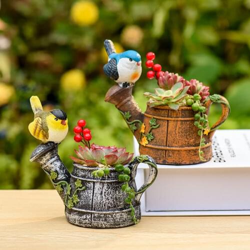 Resin Imitation Rust Bird Flower Pot Country Style Succulent Planter Animal Meaty Crafts Vase For Fleshy Flower Home Bonsai Pots