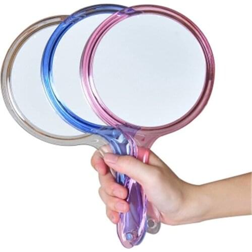Hand Mirror Double-sided Handheld Mirror 1x/3x Magnifying Mirror With Handle Transparent Hand Mirror Rounded Shape Makeup Mirror