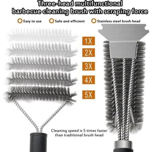 Grill Brush Scraper Best BBQ Cleaner Tool Stainless Steel BBQ Cleaning Brush Kitchen Barbecue Accessories Cooking Tool