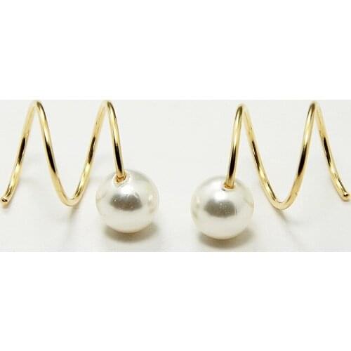 Domino Handmade Spiral Pearl Earrings Helix Earring Screw Hoop Earrings Minimalist Delicate Gift