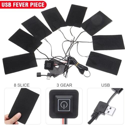 Carbon Fiber Heated Clothes Pad Mobile Warming Mats For Vest Jacket 8 in 1 USB Clothes Heater Pad 3 Gear Adjustable