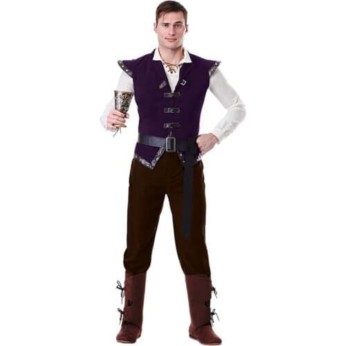 Medieval Vintage Man Shirt Renaissance Middle Age Printed Performance Costumes Mens Retro Knight Viking Cosplay Halloween Dress