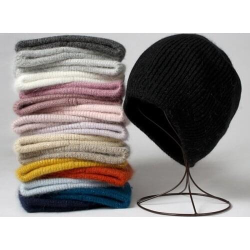 VISROVER 17 Colorways Fashion Bonnet Winter Beanies Sequin Rabbit Fur Acrylic Hats Woman Soft Warm Skullies Female Cap Wholesale