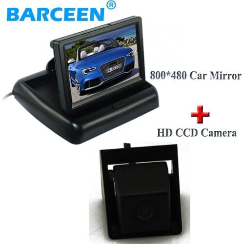 Waterproof IP 69K car backup reversing camera 170 lens angle+4.3" foldable car monitor for Ssangyong new Actyon Korando