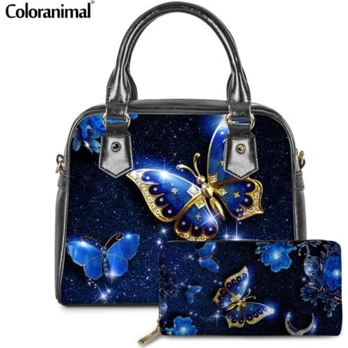 Coloranimal Fashion 3D Butterfly Print Ladies Shoulder Bags Brand Design PU Lether Handbags＆Purse Crossbody Bags for Women 2020