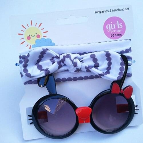 New 2pcs/lot Children Baby Girls Sunglasses Hair Band Set Anti-UV Cartoon Glasses Knot Bow Headband Photo Props Gifts