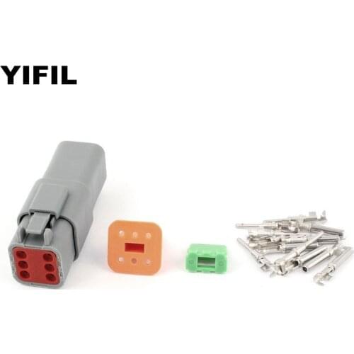 5/10/50sets/lot 6 Pin/Way Deutsch DT Series Plug Connector Socket Housing Kit DT06-6S DT04-6P+ Pins & Wedglock