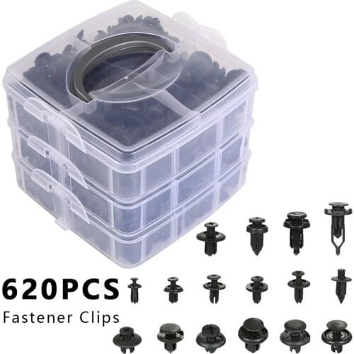 620pcs/box Car Fastener Clips Mixed Car Fasteners Door Trim Panel Auto Bumper Rivet Retainer Push Engine Cover Fender