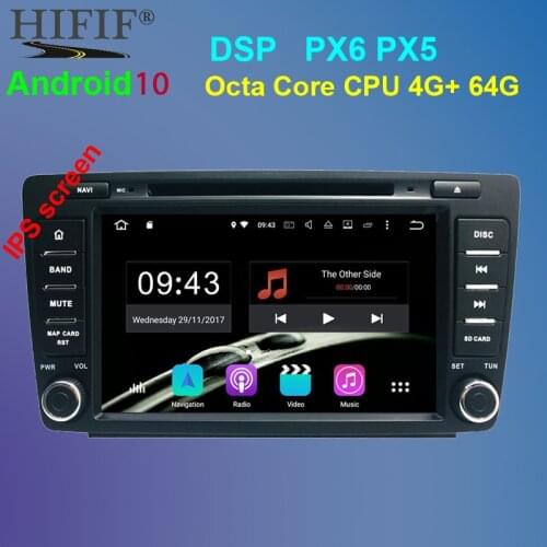 PX6 8" IPS 2din Android 10 Octa Core Car Navigation System 4G+64G DSP Wifi Bluetooth Disc For VW Skoda Octervia