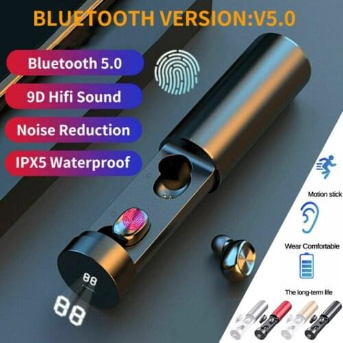 Bluetooth 5.0 Wireless Headset Mini Dual Earbuds In-ear HIFI Stereo Earphones Built-in microphone Fashion Student Sport Earphone