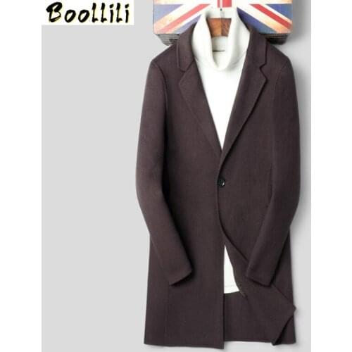 Boollili Handmade Double-sided Wool Coat Korean Spring Fall British Windbreaker Jacket Mens Coats and Jackets