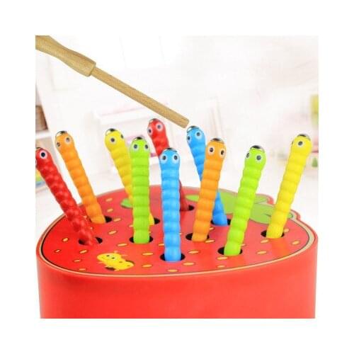 Wooden childrens magnetic insect-catching toys for parent-child interaction