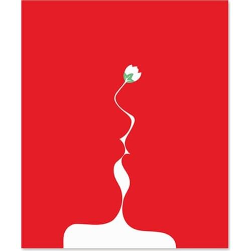 Diy digital oil painting by numbers drawing hand painted picture Wall Decor pic one flower and red