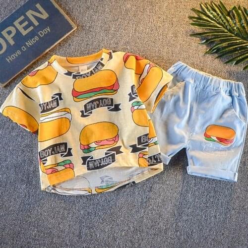 Boys Sets 2019 Summer New Childrens T-shirt + Short Pants Boys Clothing Kids Sets Cotton Burger Fashion Clothes
