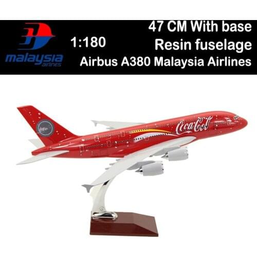 1/80 47cm Airbus A380 Malaysia Airlines Cola Airways Airliner aviation Toys plane kids collect gift without undercarriage base