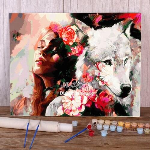 Beauty Wolf Animal Painting By Numbers Set Acrylic Paints 50*70 Painting On Canvas Wall Decoration For Wholesale