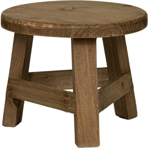 Mini Wooden Stool Display Stand Round Flower Shelf Bonsai Rack Garden Plant Pot Riser Holder for Indoor Outdoor Home Patio New