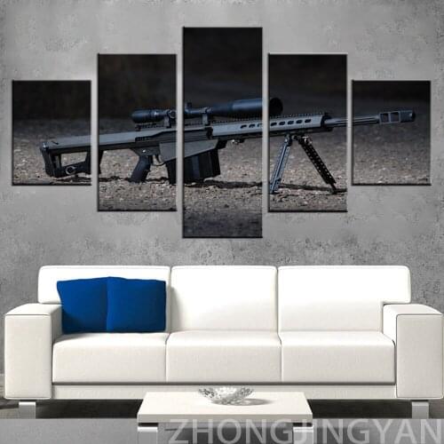 Modular Pictures 5 Panel Sniper Rifle Canvas Wall Art Picture Landscape Canvas Painting For Modern Living Room Decorative