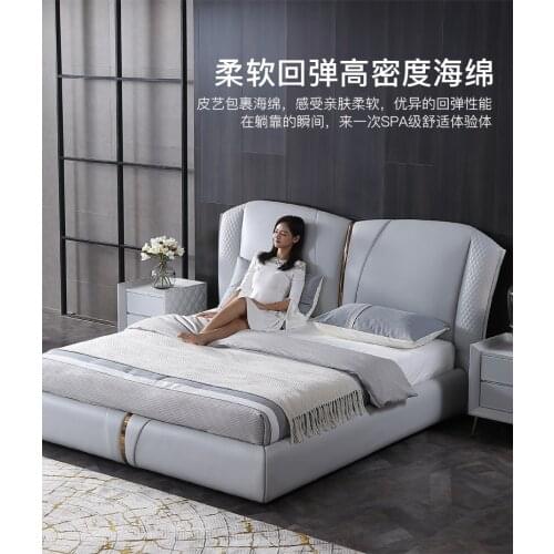 Real Genuine cow leather bed Soft Beds Bedroom camas lit muebles de dormitorio yatak mobilya quarto unique designer furniture