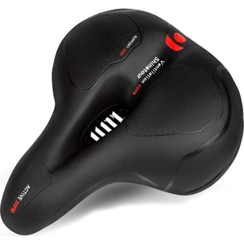 Soft Comfortable MTB Bicycle Saddle Thicken Widen Big Butt Hollow Breathable Road Bike Saddle Shock Absorbing Reflective Warning