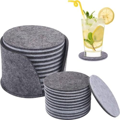 For Glasses Set Of 20 Round Glass With Storage Box In Round Cup Mat Felt Pad Tool With Holder Coaster Set Felt Drink Coasters L3