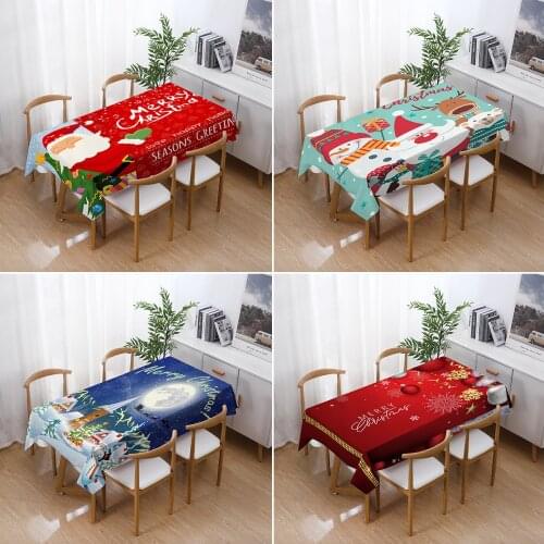 Customizable 3D Tablecloth Red Christmas Tree New Year theme Dustproof Thicken Cotton Rectangular/Round Wedding Table Cloth