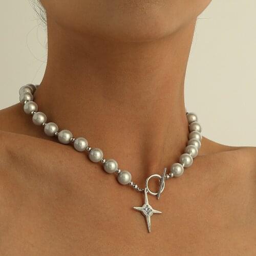 Imitation Pearls Beads Beaded Necklace for Women Clavicle Chain Silver Color Short Necklaces Female 2021 Fashion Jewelry