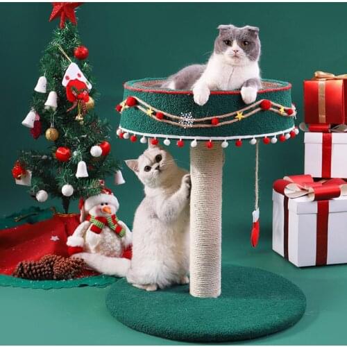 Cat Climbing Frame Cute Christmas Cat Tree Grinding Claw Toys Cat Scratching Board Sisal Cat Scratching Post