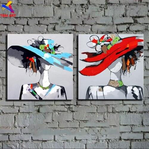 Redn and Blue Color Hand Painted Modern Abstract Oil Painting On Canvas Wall Art Gift for Living Room Decoration No Framed CT050