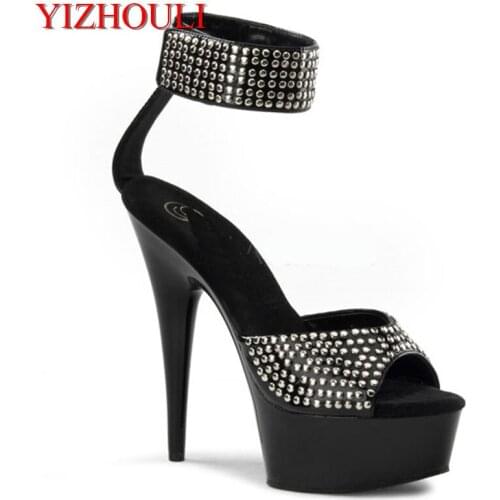 15cm High Heels Platform Sandals With Rivets For Women Peep Toe Sandals Pole Dance/Party/Wedding /Dance Shoes