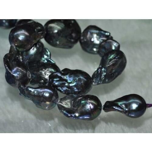 Rare AA Baroque Nuclear Pearl 23x32mm Hugh Black Luster Large Size Natural Loose Pearls earring gift