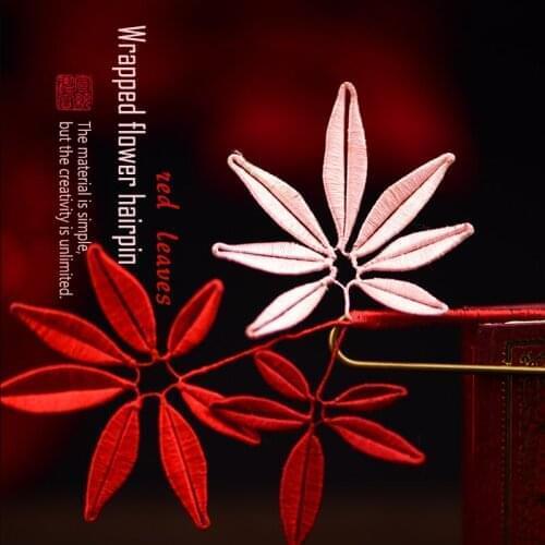 Red leaves hairpin DIY kit complete material Traditional hand-wrapped hair accessories Jewelry