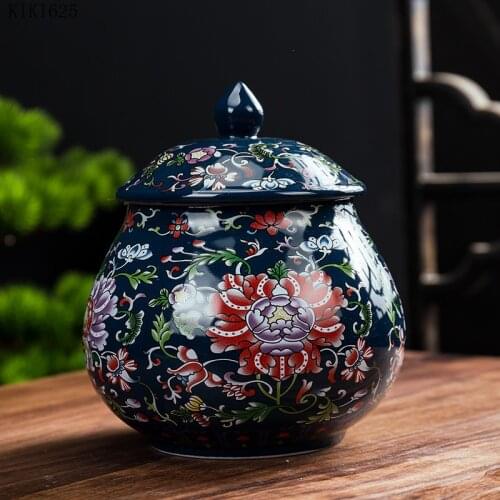 Blue and White Porcelain Tea Caddy European Ceramic Airtight Cans Home Candy Coffee Bean Storage Box Food Container Home Decor