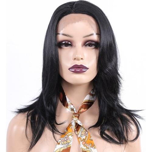 Short Bob Lace Front Wigs Synthetic Straight Hair For Afro Black Women Middle Part Bob Daily Wig