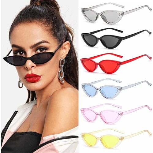 2021 Retro Black Cat Eye Sexy Sunglasses Small Frame Narrow Side Summer Fashion Ladies Shades Trending Streetwear Eyewear UV400