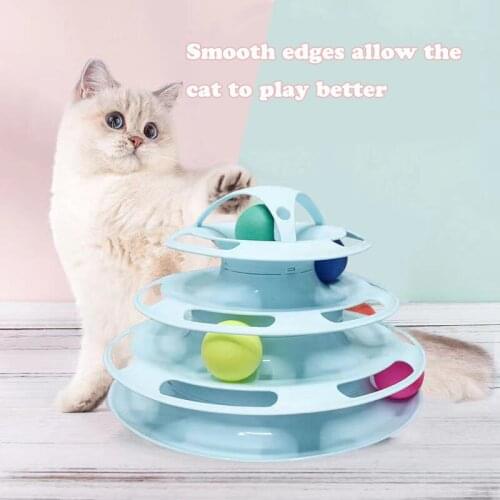 Three Levels Pet Cat Toy Training Amusement Plate Kitten Tower Tracks Disc Cat Intelligence Amusement Triple Disc tumblers