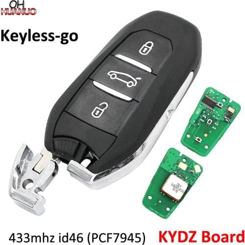 3 Buttons DS Smart Remote Key 433MHz 7945 Chip for Peugeot 508/Citroen C4 with Emergency Key HU83 Blade With Goove KYDZ Board