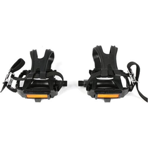 Bike Pedals with Clips and Straps for Outdoor Cycling and Indoor Stationary Bike Spindle Bicycle Multi-Purpose Pedals