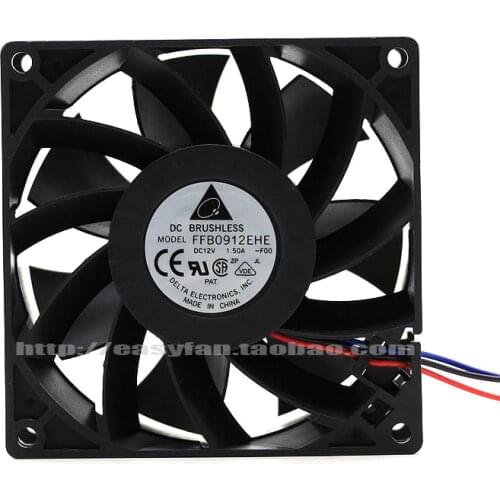 Detla Electronics FFB0912EHE F00 DC 12V 1.5A 90x90x38mm Server Cooling Fan