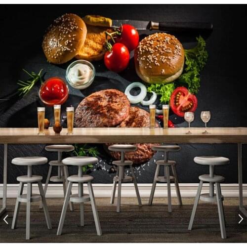 Roast beef patties and hamburger food 3d wallpaper papel de parede,fast food shop kitchen restaurant bar custom mural