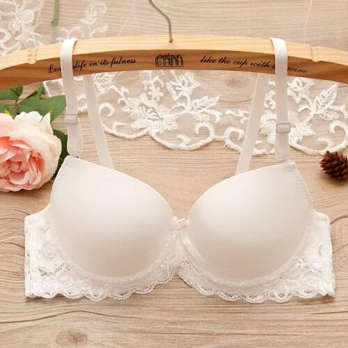 Women Push Up Bra 34/75-38/85 AB Cup For Sweet Girls Cute Bra Female Lingerie Solid Smooth Lace Underwear Students Brassiere