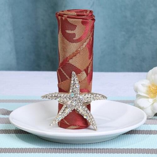 10pcs Creative starfish napkin ring napkin buckle wedding hotel table setting rhinestone jewelry napkin ring