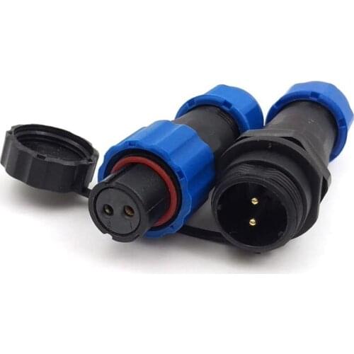 2set IP68 waterproof SP13 2 Pin Female Plug + Docking Male Socket Cable Mount LED industrial Outdoor Power Circular Connector