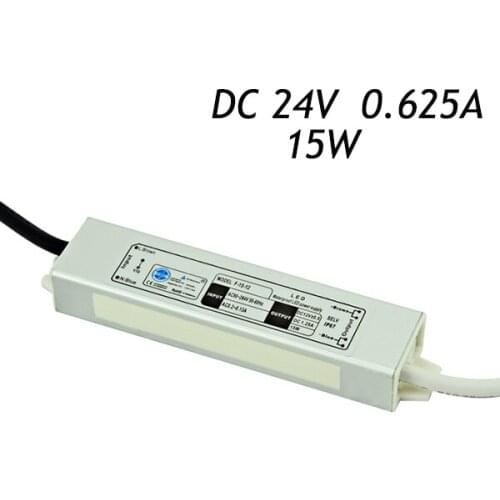 20pcs/lot 24V 625mA 15W IP67 Waterproof Switching Power Supply Transformers AC 110~220V To DC Driver for LED Strip DHL EMS