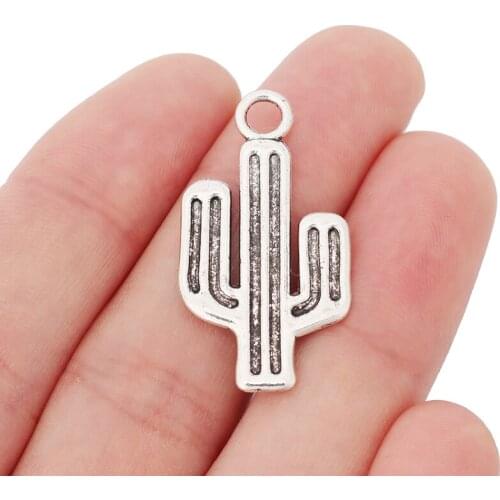 20pcs/lot Tibetan Silver Cactus Charms Desert Plant Pendants for Necklace Bracelet Jewelry Making 35x19mm